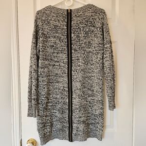 Noisy May sweater dress Marled Black And White M-Lg back faux zipper accent